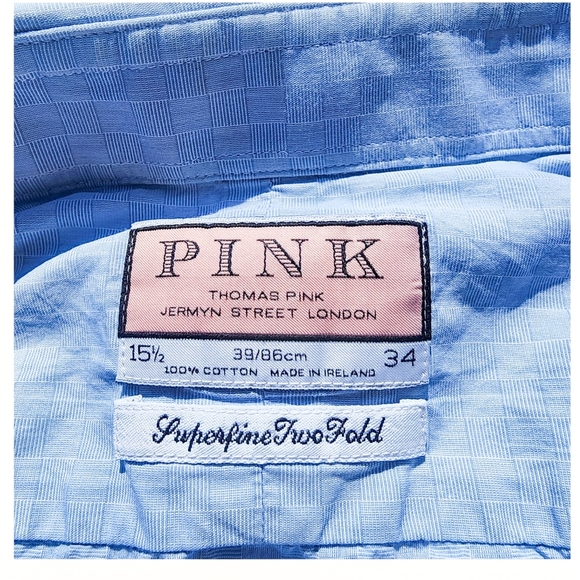 Thomas Pink Mens‎ Light Blue Long Sleeve Button Down Dress Shirt - Picture 7 of 12